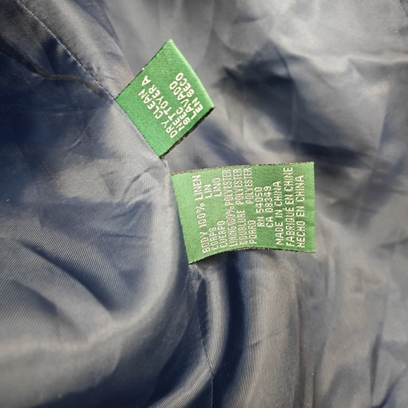 Lauren Ralph Lauren Linen Button Up Blazer In Navy Blue Size 14 Womens - Picture 14 of 14